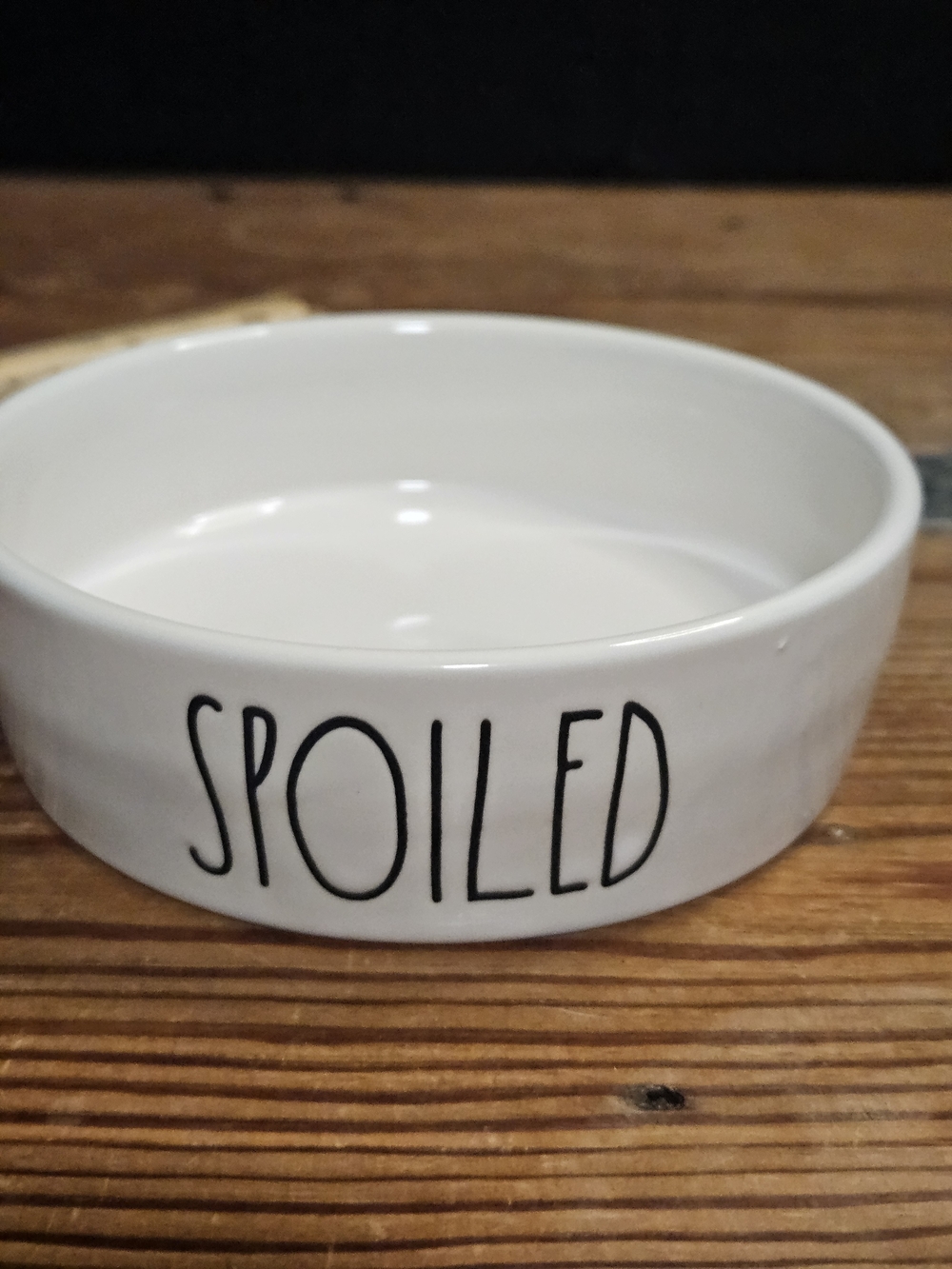 Rae Dunn White Ceramic Pet Bowl with "SPOILED" Lettering - Picture 6 of 6